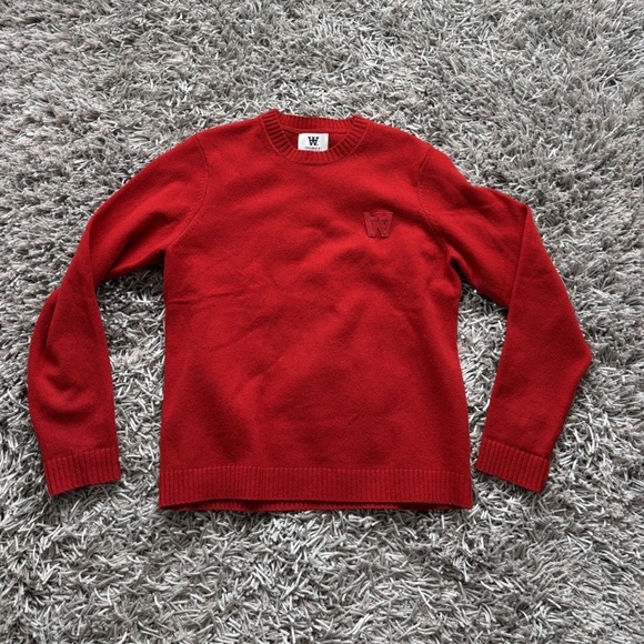 Double A By Wood Wood Kevin Lambswool Jumper - Red Sz Medium Authentic - Picture 1 of 7